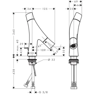 Смеситель для раковины Hansgrohe Starck 12014140 шлифованная бронза